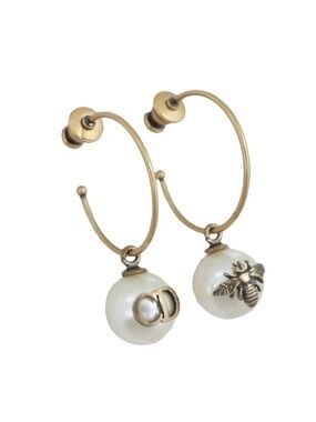 Like New Dior Pearl Hoop Earrings